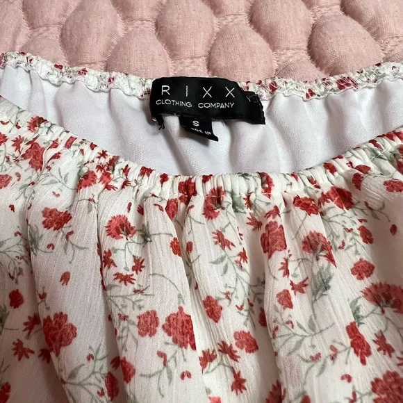 trixxi white ruffle tiered floral puff sleeve dress - Picture 4 of 8